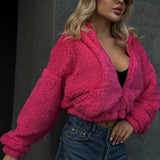 Sudadera con capucha y cremallera de felpa de peluche
