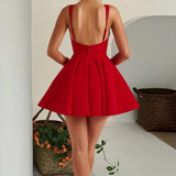 Vestido de noche mini con corsé y lazo extraíble