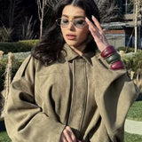 chaqueta de aviador con textura de ante