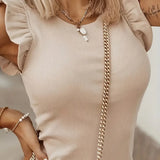 Vestido de mujer - Corte ajustado - Mangas con volantes - Cuello redondo elegante