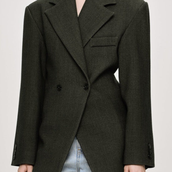 Blazer vintage con solapas dobles y corte holgado