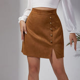 Falda mini ajustada de ante liso
