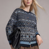 Chaleco de punto con bloques de color en jacquard Fair Isle y cuello redondo
