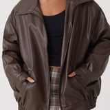 Chaqueta de aviador de cuero PU