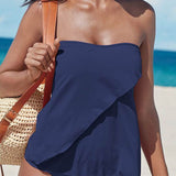 Tankini para mujer – Sin tirantes – Corte fluido – Secado rápido – Dos piezas