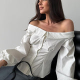 Blusa vintage con hombros descubiertos