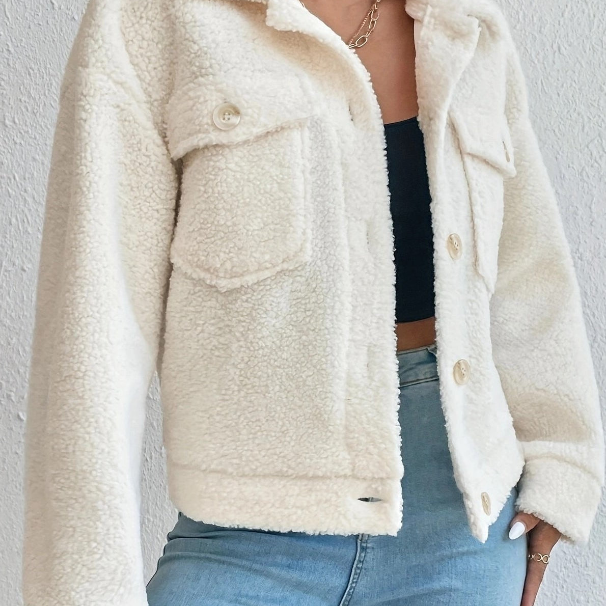 Chaqueta corta de sherpa Off-White