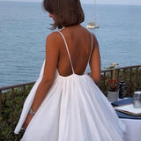 Vestido mini de tirantes liso, plisado y fluido
