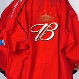 Chaqueta casual roja estampada con cremallera