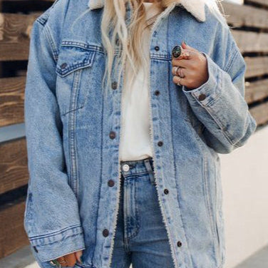 Chaqueta bomber vaquera con forro polar