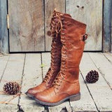 Botas altas para mujer - Piel de ante - Cordones resistentes - Suela gruesa antideslizante