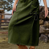Falda cargo midi de mezclilla vintage de cintura alta