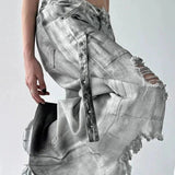 Vaqueros tie-dye rotos de pierna ancha