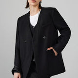 Blazer cruzado en mezcla de lana