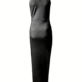 Vestido sin mangas para mujer - Cuello redondo - Abertura lateral - Elegante corte ajustado