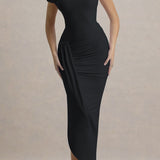 Vestido de noche maxi ajustado asimétrico