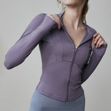 Chaqueta de manga larga elegante y ajustada para yoga, pilates y running.