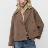 Chaqueta oversize con solapas en mezcla de lana
