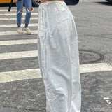 Pantalones cargo de tiro bajo de moda con cordón