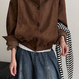 Chaqueta corta de ante con cuello con muesca