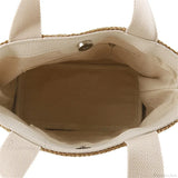 Elegante bolso de mano de paja tejida, estilo casual de playa, con asa superior y correa para el hombro.