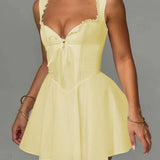 Mini vestido sexy y elegante, ajustado a la cintura, corte en forma de A.