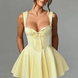 Mini vestido sexy y elegante, ajustado a la cintura, corte en forma de A.