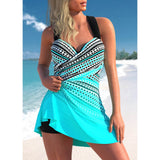 Tankini para mujer – Corte favorecedor – Tirantes anchos – Parte inferior acampanada con falda incorporada