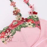 Vestido sin tirantes con bordado floral