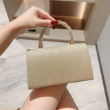 Clutch con cadena y lazo de diamantes estilo europeo y americano