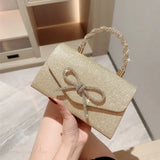 Clutch con cadena y lazo de diamantes estilo europeo y americano