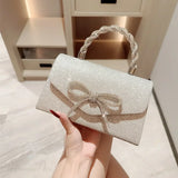 Clutch con cadena y lazo de diamantes estilo europeo y americano