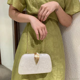 Clutch de noche con cadena de perlas, bolso de mano para boda o cóctel.
