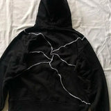 Sudadera gótica oscura con diseño de mal de ojo y hip-hop.