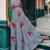 Exquisito vestido midi bordado, encantador para fiestas.
