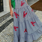 Exquisito vestido midi bordado, encantador para fiestas.