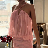 Vestido mini ajustado sexy con escote en V y espalda descubierta