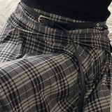 Falda midi vintage de piel sintética con cintura alta