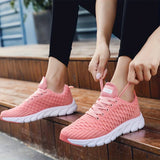 Zapatillas deportivas para mujer – Corte bajo – Malla transpirable – Plantilla de espuma viscoelástica – Cordones ajustables