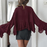 Blusa vintage de gasa con volantes