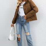 Chaqueta acolchada con cuello alto corto