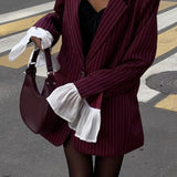 Blazer vintage de rayas con patchwork