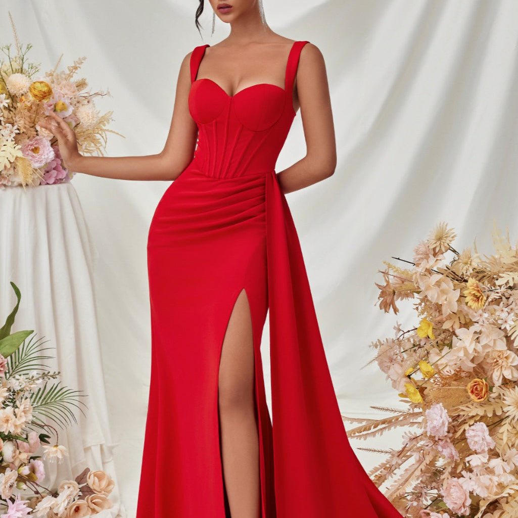 Vestido de noche maxi sexy ajustado con abertura