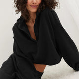 Sudadera con capucha lisa, elegante e informal con cuello en V