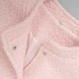 Chaqueta corta informal de piel sintética rosa