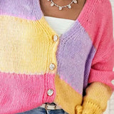 Chaleco de punto con bloques de color y cuello en V