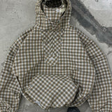 Sudadera con capucha y medio botón a cuadros vintage