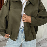 Chaqueta de aviador con cuello con muescas de efecto ante