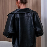 Chaqueta de manga larga de cuero PU
