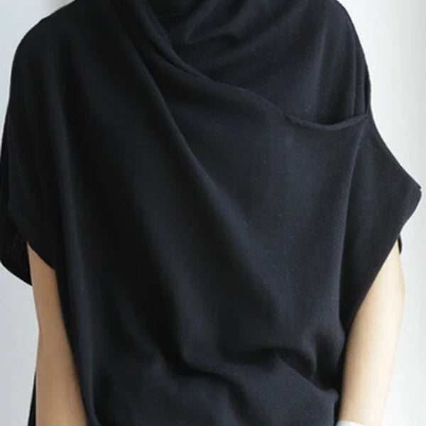 Top de mujer - Corte holgado - Mangas cortas y anchas - Escote drapeado elegante